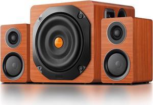 Computer Gaming Speaker System with Subwoofer, PC Desktop Monitor Surround Sound, Two Satellite with Midrange and Treble, Full Range Coverage, Support Optical/Coaxial/3.5 to RCA/Wireless Connection