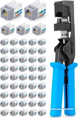 Everest Media Solutions Bundle - 2 Items: easyJACK - Speed Termination Tool + 50 Pack of RJ45 CAT6 UTP Keystone Jacks - Gray