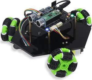 Freenove Omni Wheel Car Kit for Raspberry Pi Pico (Included) (Compatible with Arduino IDE), 3-Wheel and 4-Wheel Forms, Accelerometer Module, Compass Module, Ultrasonic Distance Sensor