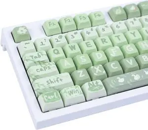 GEKUCAP PBT 133 Keys Anime Keycaps, Matcha Green Dye-Sublimation Customized Cute Keycaps, XDA Profile Keycaps Set for Cherry Gateron MX Switches Mechanical Gaming Keyboards