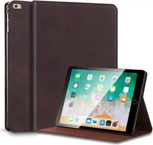 Gexmil Case for iPad Mini 7.9 Inch,5th/4th/3rd/2nd/1st Generation(2019/2015/2014/2013/2012) Genuine Leather Cover Anti Slip,Cowhide Folio Cover Auto Sleep/Wake with Adjustable Stand,Sand Dark Brown