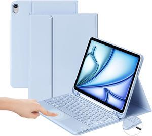 GKABXY Keyboard Case for iPad Air 11 inch M3/M2 (2025/2024) & iPad Air 5th/4th Gen 10.9 inch (2022/2020), Multi-Touch Trackpad | Detachable Bluetooth Keyboard Cover with Soft TPU Back Shell (Sky Blue)