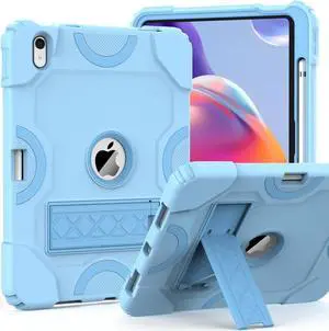 Grifobes for iPad 10th Generation Case 10.9 inch 2022, iPad 10th Case with Pencil Holder Heavy Duty Shockproof Rugged Protective Cover with Kickstand for Kids Boys Girls Sky Blue