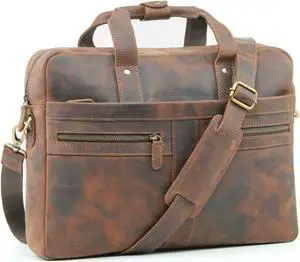 Handmade World Leather Laptop Briefcase Bag For Men 'The Eminent' Fits 17 Inch Computer Messenger For Business Office Work Slim Bag
