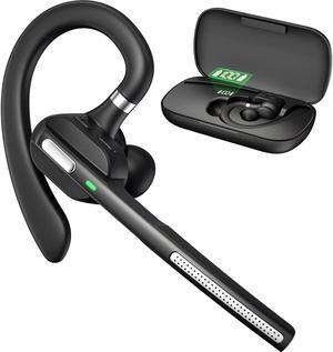 Bluetooth Headset with Noise-Cancelling Mic, Wireless Earpiece with Carrying Case for PC/Laptop, Hands-Free Headset for Work, Meetings, MS Teams, Business