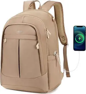 Hidds Travel Laptop Backpack for Women 15.6 Inch Computer Backpacks with USB Charging Hole Anti Theft Carry on Bag College Bookbag Large Back Pack for Work Business Traveling Commuter Daypack-Coffee