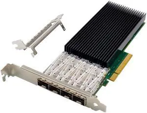HINYSENO PCI-E Dual Port 4 x SFP iWARP RDMA Ethernet 10/100/1000Mbps/10G Gigabit LAN Card Network Interface Controller Card for Intel X722-DA4 Chipset Full/Low Profile Bracket