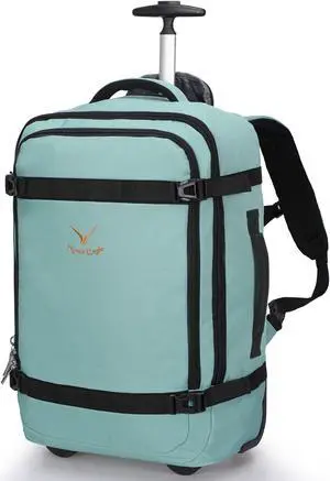 Hynes Eagle Rolling Backpack 42L Backpack with Wheels Airline Approved Carry on Luggage Laptop Travel Backpack for Women Men Mint Green