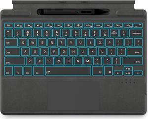 JvKzaen Surface Pro 9 Keyboard with Slim Pen, Compatible with Microsoft Surface Pro 11 10 9 8 X, 13 Inch Bluetooth Wireless Backlit Type Cover with Slim Pen,Keyboard with Slim Pen,Black
