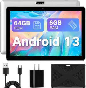 JUNYANG Tablet 10.1 inch Android 13 Tablets, 2024 Cellular Tablets with SIM Card Slot, 4G LTE Tablet & Phone (Makes Calls) 6GB+64GB, Support 1TB Expand, Tablet with Case, 5G WiFi Tablet