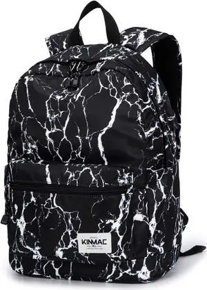 Kinmac Water Resistant Laptop Travel Outdoor Backpack with USB Charging Port for 13 inch 14 inch and 15.6 inch Laptop (Black Marble)