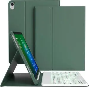 KVTVOU Keyboard Case for iPad Air 11 Inch 2024 (M2), for iPad Air 5th/4th Gen (2022/2020) 10.9 Inch with Pencil Holder - 7 Colors Backlit Wireless Detachable Folio Keyboard for iPad Air, Dark Green