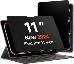 Upgrade 360deg Privacy Screen Protector for Apple iPad Pro 11 inch 5th M4 2024, Magicsuction 4-Way Anti Spy Glare Blue Light Filter (Landscape+Portrait Privacy), High Sensitive/Bubble Free/Reusable