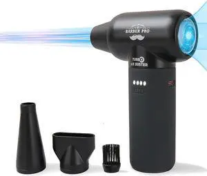 Compressed Air Duster - Electric Duster for Hair Barber, 3 Gear Mini Portable Jet Dry Air Blower, Cordless Vacuum Cleaner, for PC, Office,Salon, Fan, Laptop, Keyboard, Car -Black