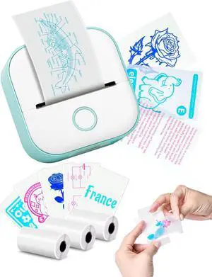 Print Pods Mini Printer - T02 Sticker Printer Portable Thermal Printer Inkless Printer Sticker Maker Machine Pocket Printer Phone Printer for Study Graphic, Anatomical Diagram, Photo, Green