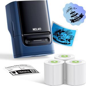 Nelko Label Maker Machine with Tape, PM220 Bluethooth Label Printer, 2 Inch Portable Thermal Printer for Small Business, Logo, Clothing, Sticker Printer for Phones & PC, with 3 Labels, Deep Blue