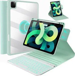 OYEEICE for iPad Pro 11 inch Case with Keyboard - Detachable Backlit Keyboard, Upgraded Magnetic Cover with Pencil Holder for iPad Air 5th Generation, iPad 10.9 inch & iPad Air 4th Gen - Green