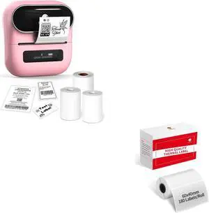 Phomemo M220 Label Maker & 4 Roll Label, 3.14 Inch Bluetooth Thermal Label Printer for Barcode, Address, Labeling, Mailing, File Folder Label, Easy to Use, Support Smartphone, Tablet&PC