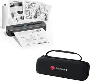 Phomemo M832 Portable Printer & M832 Case, Upgrade M832 Inkless Thermal Printer Wireless for Travel,Bluetooth No Ink Printer