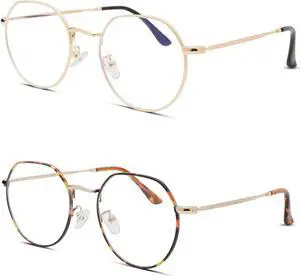 Pro Acme Fashion Round Glasses Metal Clear Lens Frame Vintage Circle Fake Large Unisex Eyeglasses 53MM(Gold+Leopard)