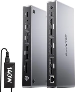 Displaylink Docking Station, PULWTOP USB C DisplayLink Dock Triple Displays for MacBook M1/M2/M3/M4 Windows, 8K/4K@60Hz Displaylink Dock with 3HDMI, 3 Display Port, PD 30W,USB A/C 10Gbps, Ethernet