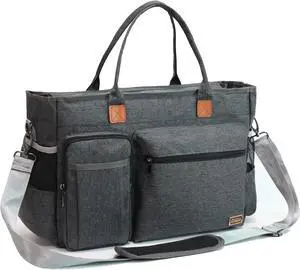 Rabjen Nurse Tote Bag for Work with Padded 15.6" Laptop Sleeve, Medical Supplies Shoulder Bag for Home Health Care
