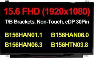 Rinbers 15.6 inch IPS FHD 1920x1080 eDp 30 Pin Non-Touch LED Display LCD Screen Panel Replacement B156HAN01.1 B156HAN06.0 B156HAN06.1 B156HAN06.2 B156HAN06.3 B156HAN04.0 B156HAN04.1 (with Tabs)