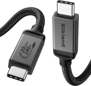 Silkland USB 4 Cable for Thunderbolt 4 Cable 16.5FT, 20Gbps Data Sync, 5K/4K@60Hz, 240W Charging, Long Thunderbolt 3 Cable 5M, Compatible for MacBook, Monitor, Dock, iPhone 16/15, VR Headset, Camera