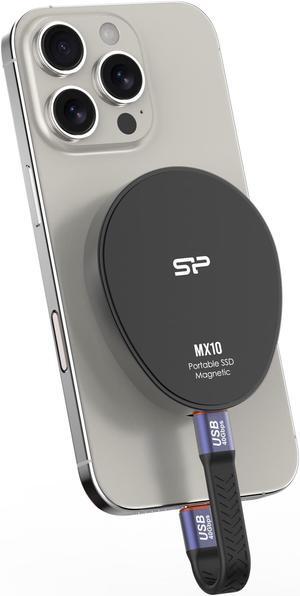 Silicon Power 2TB Built-in Magnetic Portable SSD MX10 Gen 2 USB-C (Black)