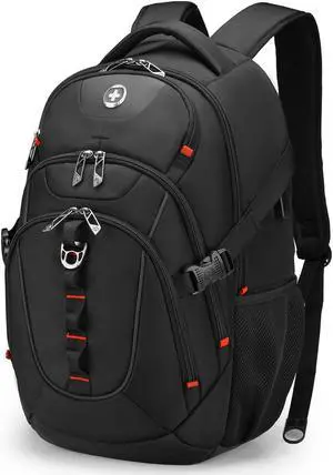 Swissdigital Design Large Business Laptop Backpack with Smart USB Charging Port Travel Backpack Fits 15.6 inches laptops (VECTOR SD803-01 Black)