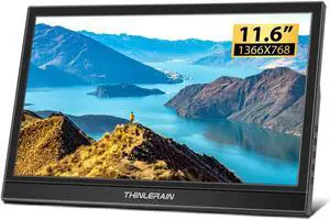 Thinlerain Small Portable Monitor - 11.6 inch Dual HDMI Mini Laptop Monitor, 1366 x 768 TN LED Display External Monitor for Laptop and Computer, Build in Speakers