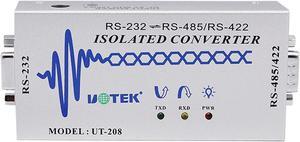 UOTEK RS232 to RS485 RS422 Isolated Converter RS-232 to RS-485 RS-422 Built-in Optical Isolation Adapter Support All Operating System UT-208