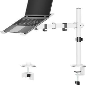 UPGRAVITY Laptop Desk Mount, Single Laptop Mount Stand with Vented Tray for Notebook up to 17 inch, Fully Adjustable Laptop Arm Mount for Desk Holds up to 17.6 lbs, Clamp on/Grommet Mounting, White