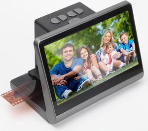 Digital Film Scanner with Large 5inch LCD Screen, HD Screen Film Slide Scanner Convert 135 126KPK 110 Super 8mm Film Monochrome Slide to 48MP JPEGs