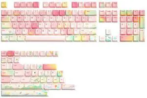YUNZII Spring Garden PBT Double Shot Custom Keycaps,142 Keys Dye-Sublimation Custom Keycap Set for Cherry Gateron MX Switches Mechanical Gaming Keyboard