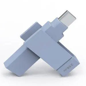 PioData Apple MFi Certified Morandi Blue iXflash 256GB Backup Flash Drive 2-in-1 USB for iPhone, iPad, and Computer, USB Type A & USB Type C, iPhone USB Storage Flash Drive, Photo Stick for iPhone
