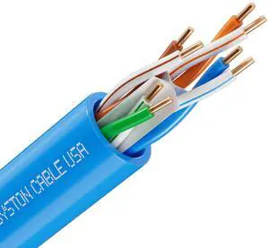 Syston Cable Technology Cat 6A+ Ethernet Network Cable700MHz 23AWG Solid Bare Copper Wire Outdoor/Indoor, No Ends 100/250/500/1000 Ft Available, Heat Resistant Riser Rated (250 FT, CMR, Blue-CMR)