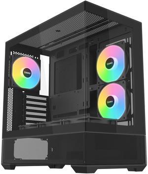 SAMA V40 ATX Mid Tower PC Case, 6 Pre-Installed 120mm ARGB PWM Fans, Dual Tempered Glass Panels, Vertical Airflow Design, USB Type-C Port, Gaming Computer Case for ATX/Micro-ATX/ITX Motherboards