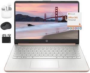 HP New 14" HD Ultral Light Thin Laptop, Quad-Core Intel Celeron Processor, 16GB RAM, 628GB (128GB eMMC+ 500GB Ext), Wi-Fi, Upto 11 Hours, Windows 11S + 1 Year Office 365+HubxcelAccessory,Rose Gold