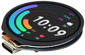 Waveshare RP2350 MCU Board, with 1.28inch Round Touch LCD, Dual-core & Dual-Architecture Design, 240x240 Pixels, 65K Color, IPS Panel, Optional for CNC Metal Case