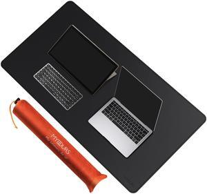 Mydours 44" x 24" Extra Large Desk Pad, XXL Mouse Pad, Dual-Sided PU Leather Desk Blotter Mat, Desktop Protector, Keyboard Mouse Pad, Durable Portable Desk Pad Blotter, Computer Keyboard Mat (Black)