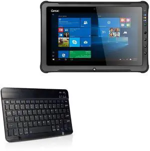 BoxWave Keyboard Compatible with Getac F110 (4th Gen) - SlimKeys Bluetooth Keyboard, Portable Keyboard with Integrated Commands - Jet Black