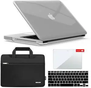 IBENZER Compatible with MacBook Pro 13 Inch case A1278 2012-2008, Hard Shell Case with Bag & Keyboard & Screen Cover for Old Version Mac Pro 13 with CD-ROM, Crystal Clear, P13CYCL+3SP
