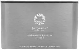 ProMaster Professional USB 3.0 Multi Card Reader - Dual Slot SD, CF and Micro SD Card Reader, (Model 8342)