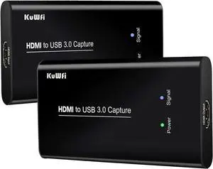 KuWFi HDMI to USB3.0 Audio Video Capture Cards Game Streaming Live Stream Broadcast 1080P for Laptop/PS4/Swi/Xbox