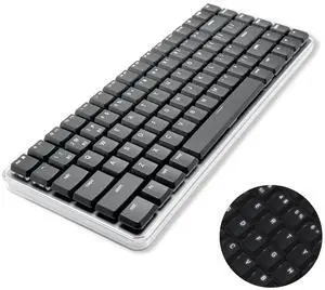 Macally 75% Mac Mechanical Keyboard Wireless - Multi Device, Backlit, Tactile Blue Switches, Rechargeable - Mac Bluetooth Keyboard - Compact Wireless Keyboard for Mac Professionals - Black/Gray