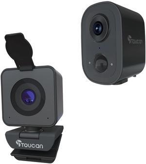 TOUCAN 1080P Webcam with Microphone & 2K Security Cameras Wireless Outdoor