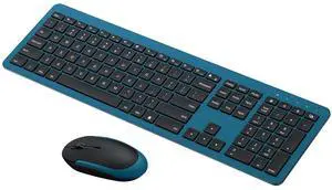 seenda Rechargeable Wireless Keyboard Mouse Combo - Full Size Cordless Keyboard & Mouse Sets with Build-in Lithium Battery Ultra Thin Quiet Keyboard Mice (Dark Blue)