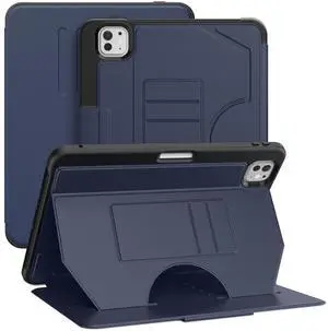Dteck for Apple iPad Pro 11-inch (M4) Case 2024 Release (A2836/A2837), Classic PU Leather Folio Case with Adjustable Stand/Pencil Holder/Auto Sleep Wake Function, Protective Magnetic Solid Cover, Blue