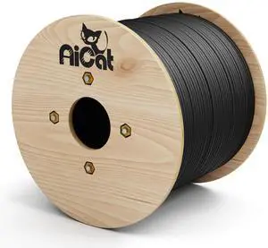 AiCat Cat6 Direct Burial Cable 1000ft - 23AWG Solid Copper Conductors 550MHz, PoE++(4PPoE), UL Listed, Unshielded Twisted Pair UTP Riser CMX Rated, Waterproof, UV Resistant Cat 6 Outdoor Cable (Black)